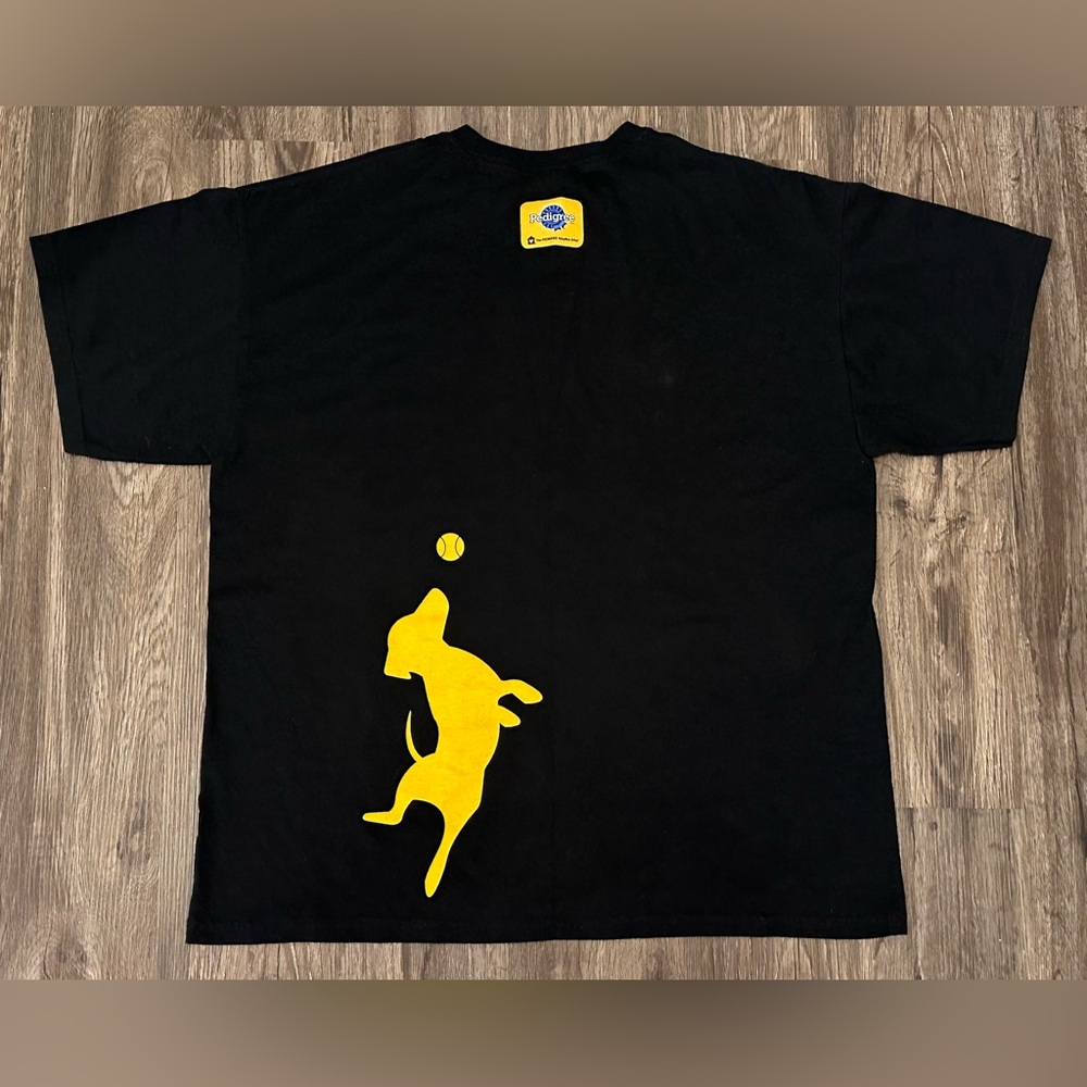 Vintage Men’s Pedigree Food Dogs Rule Adoption Drive Black/Yellow T-Shirt- XL